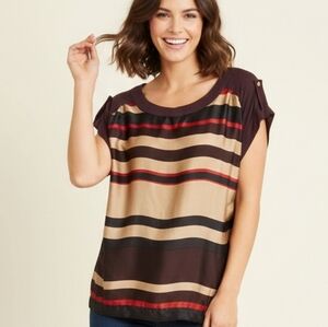 Max Striped Women's Top in Brown and Red